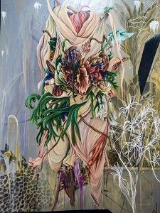 Gilang Fradika, Kardiak, 2018, acrylic, oil bar, medium gel on canvas, 200 x 150 cm