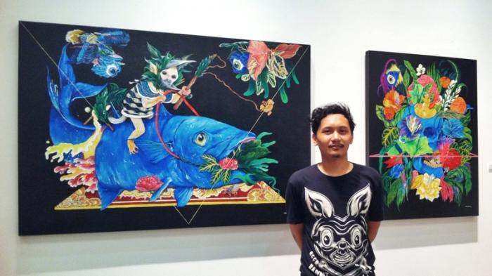 Gilang Fradika dan karyanya. (tribunjogja:riezkyandhikapradana)