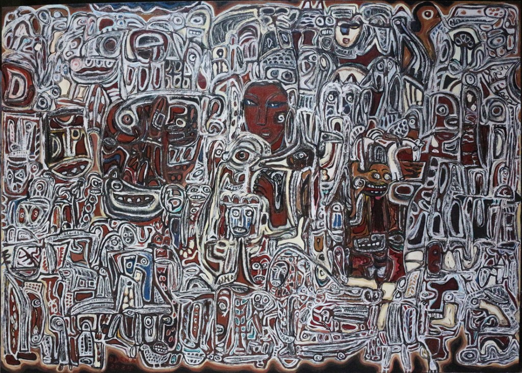 Dinamika Kehidupan di Bali (Dynamics of Life in Bali), 2024, mixed media on canvas, 200 × 280 cm © I Made Djirna , courtesy of the artist and Mizuma Gallery