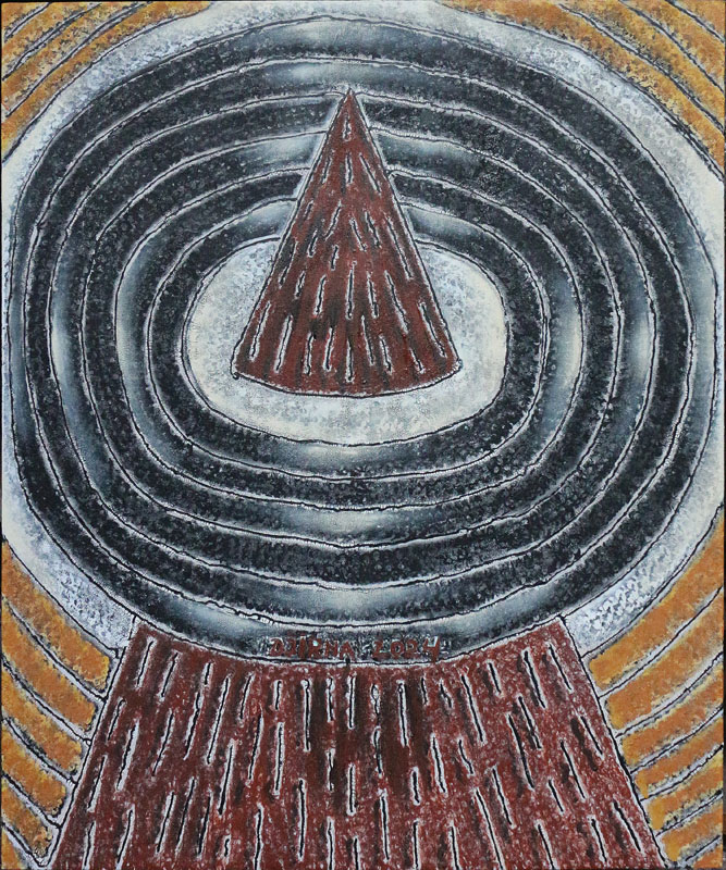 Piramid (Pyramid), 2024, mixed media on canvas, 120 × 100 cm © I Made Djirna , courtesy of the artist and Mizuma Gallery