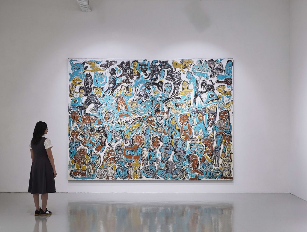 Jejak Leluhur di Tanah Suci (Ancestral Footprints in the Holy Land), 2023, mixed media on canvas, 280 × 380 cm, Photography by Wong Jing Wei, courtesy of the artist and Mizuma Gallery