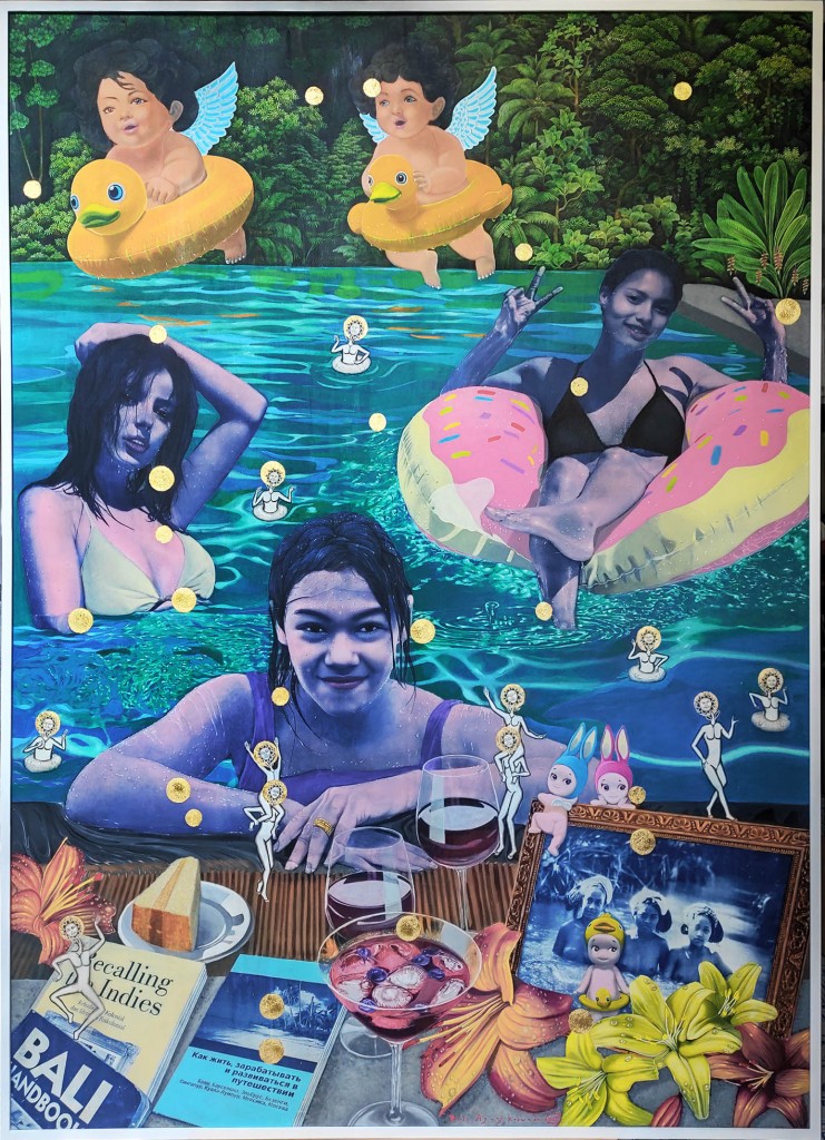 Budi Agung Kuswara, Reunion in the Pool of Time (the descendent emerge series) , 2025, cyanotype on canvas, 200 × 145 cm, © Budi Agung Kuswara, image courtesy of the artist and Mizuma Gallery