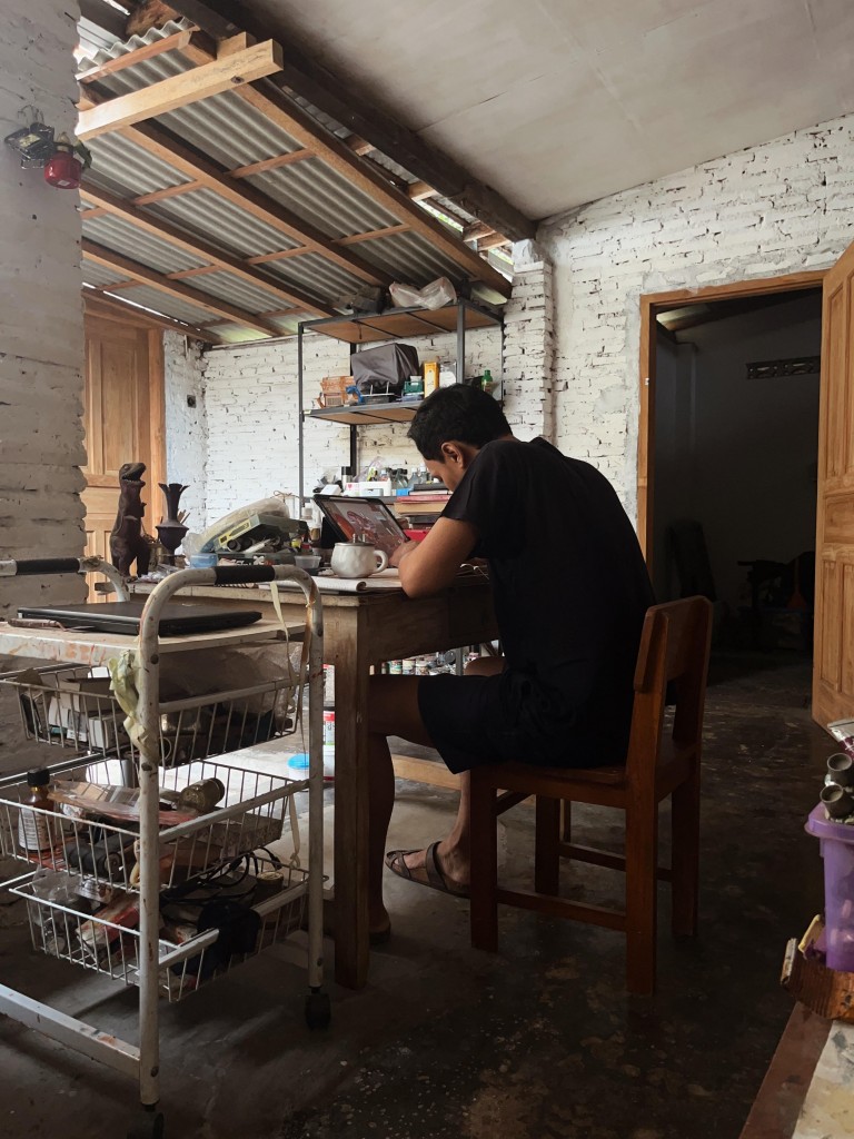 Gilang Fradika in his studio in Yogyakarta.